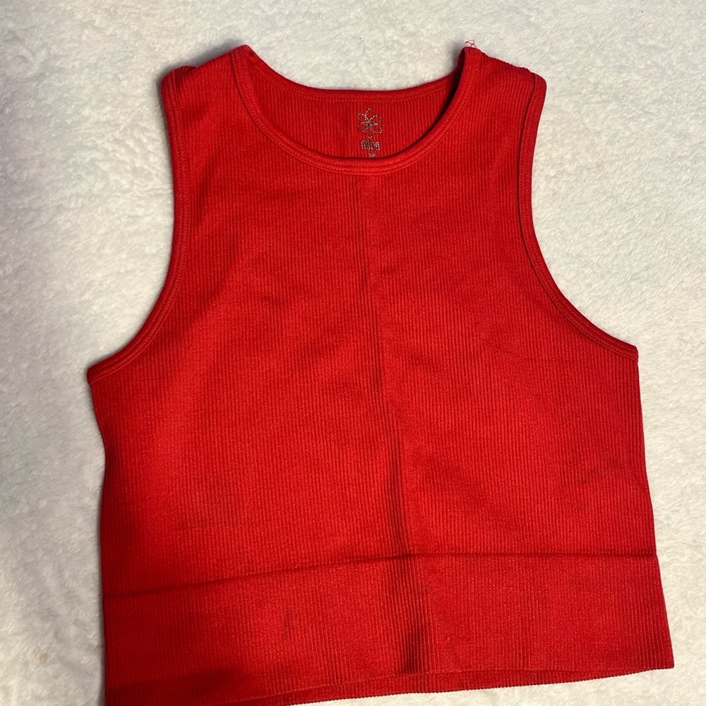 Aura Kids Red Ribbed Tank Crop Top
